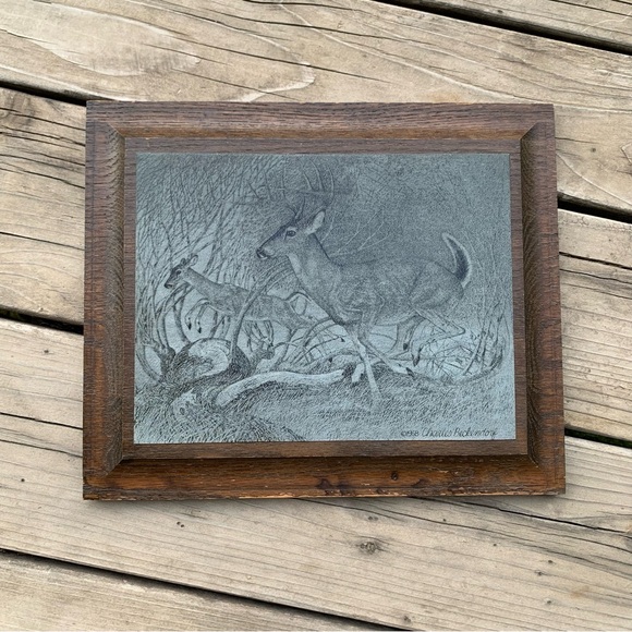 Other - Framed Deer Etching Art